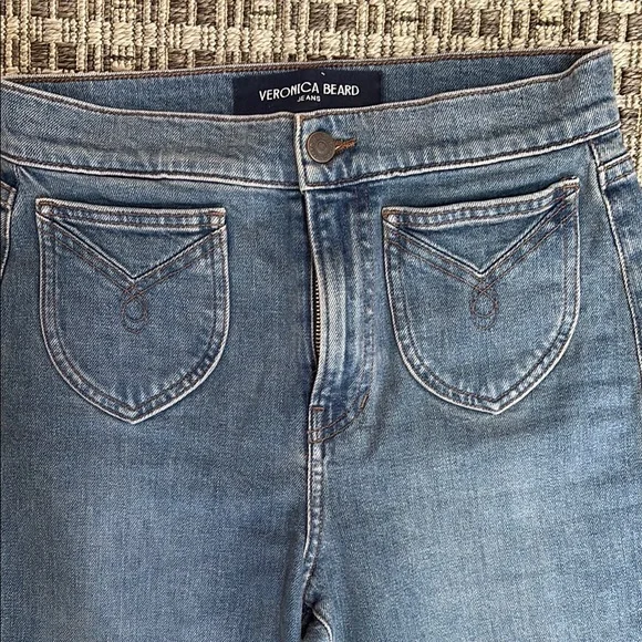 Veronica Beard Blue Patch Pocket Flare Jeans - Picture 3 of 4